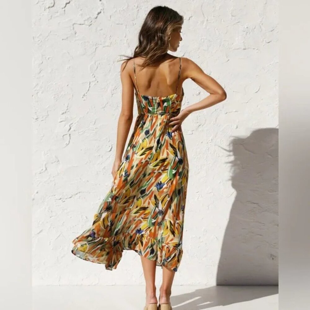 NWT Commense Multi Color Print Cami Midi Dress Bo… - image 3